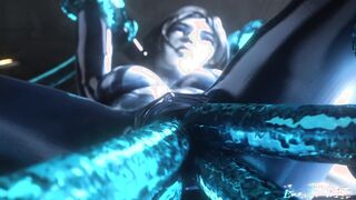 Cortana gets her pussy stretched by 4 tentacles