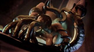 Lara Croft Excessively Filled With Tentacles (Stomach Bulge)