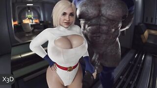 Power Girl's seductive touch on Darkseid's impressive package