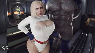 Power Girl's seductive touch on Darkseid's impressive package