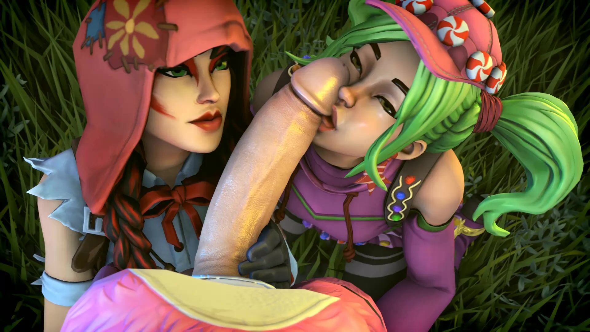 Fortnite Zoey & Fable with Huge Cock Outdoors