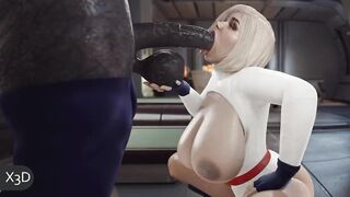 Blonde MILF Power Girl Takes on Darkseid's Massive Dick
