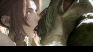 Animated Female Aerith Gainsborough x Bizzare 3D Goblin (Monster Creature Porn)