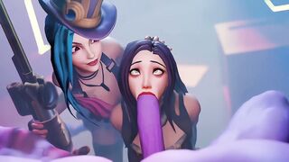 POV League of Legends Arcade Jinx Forcing Caitlyn for a Blowjob