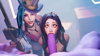 POV League of Legends Arcade Jinx Forcing Caitlyn for a Blowjob