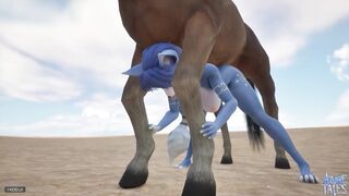 3D Furry Azure Hardcore Fucked by Horse Cock