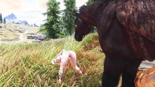 Skyrim Slutty 3D Elf Fucked from Behind by Aroused Animated Horse (Cum Dump)