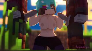 Minecraft Pillagers Teaming Up for Jenny Belle in 3D Hentai Animation