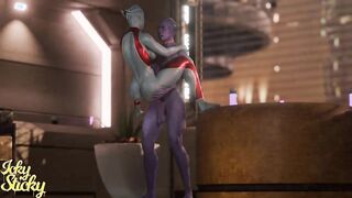 Futa Liara Fucking Asari in Stand and Carry Sex Position