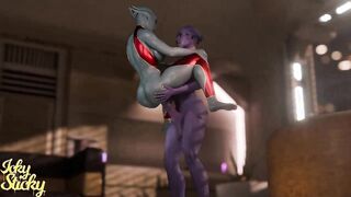 Futa Liara Fucking Asari in Stand and Carry Sex Position