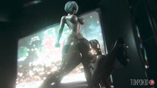 2B & Eve Stand and Carry Creampie (Futa on female)