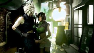 Tifa Stroking Cloud's Massive Dick in the Alley Then Gets Fucked from Behind