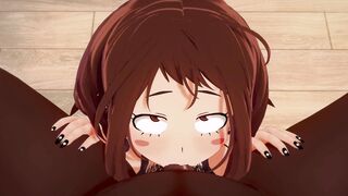 Ochako Uraraka Swirling Her Tongue Around Big Black Dick