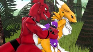 Guilmon fucks Renamon at the forest