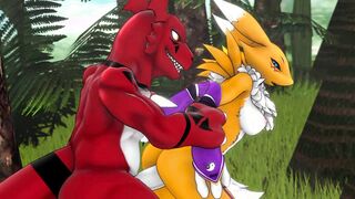 Guilmon fucks Renamon at the forest