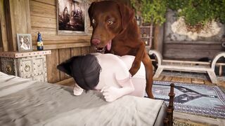 Bride Enjoying Animated 3D Dog Cock in Various Sex Positions