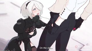 2B Swirling Her Tongue Around Adam's Aroused Cock