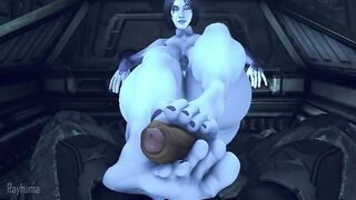 Cortana Rubbing Her Feet On Cock