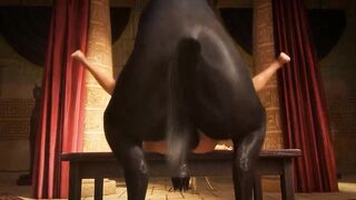 Black Animated 3D Horse with His Huge Cock Extremely Deep Fucking This Busty Female