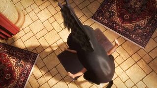 Black Animated 3D Horse with His Huge Cock Extremely Deep Fucking This Busty Female