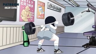 Cartoon Babe Audrey Working Out With Her Tits Out