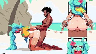 Pulling Back Miku's Hands & Fucking Her Hard at the Beach (Pixel Porn)