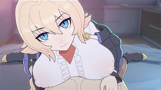 Blaz Blue Cartoon Porn Anime - Cute Es Does Titjob & then gets Creampied