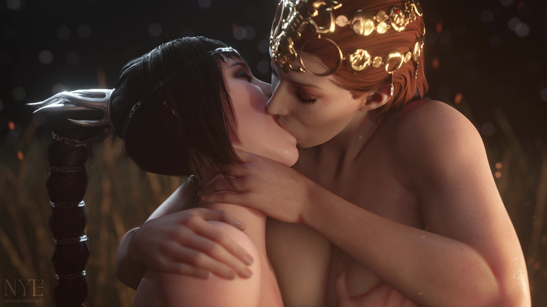 1920px x 1080px - Animated 3D Lesbians French Kissing Passionately