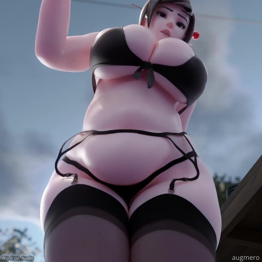 1080px x 1080px - Lingerie Dressed & Curvy 3D Mei Filling Herself Up by Hose (Belly Inflation)
